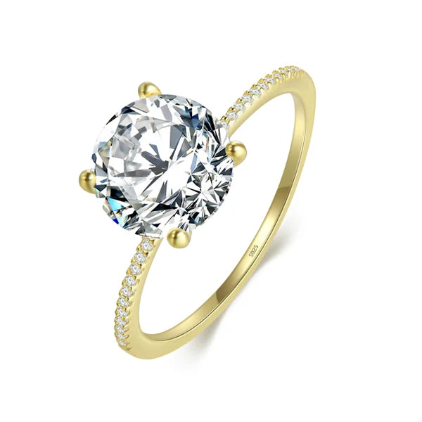 2025 Classic Luxury Real Solid 925 Sterling Silver Ring 3Ct 10 Hearts Arrows Zircon Wedding Jewelry Rings Engagement For Women