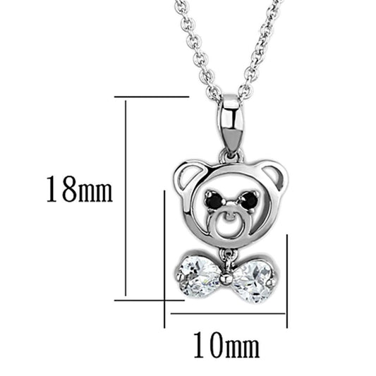 3W445 - Rhodium Brass Necklace with AAA Grade CZ  in Clear-1