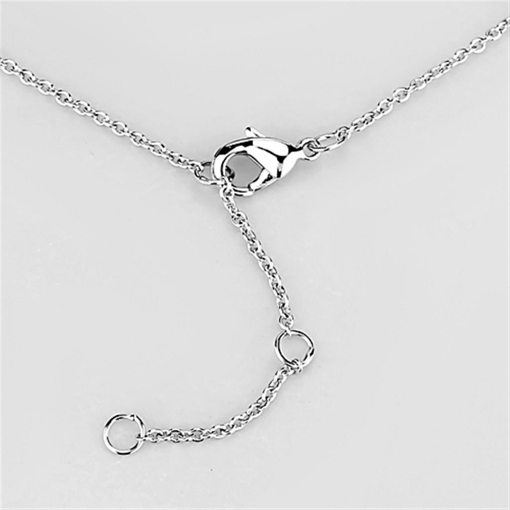 3W445 - Rhodium Brass Necklace with AAA Grade CZ  in Clear-2