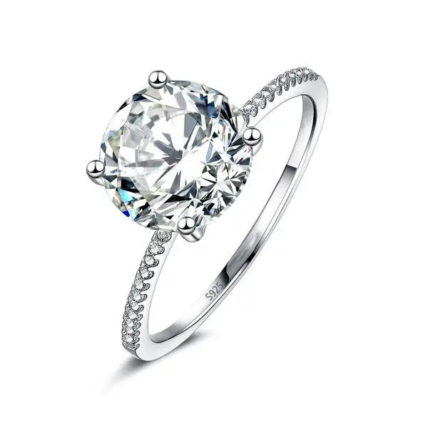 2025 Classic Luxury Real Solid 925 Sterling Silver Ring 3Ct 10 Hearts Arrows Zircon Wedding Jewelry Rings Engagement For Women