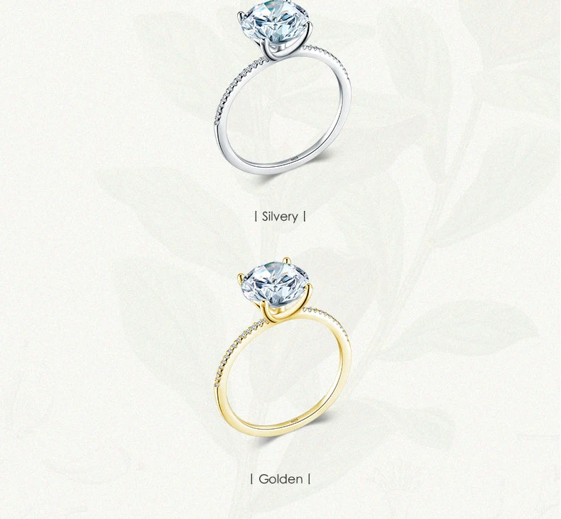 2025 Classic Luxury Real Solid 925 Sterling Silver Ring 3Ct 10 Hearts Arrows Zircon Wedding Jewelry Rings Engagement For Women