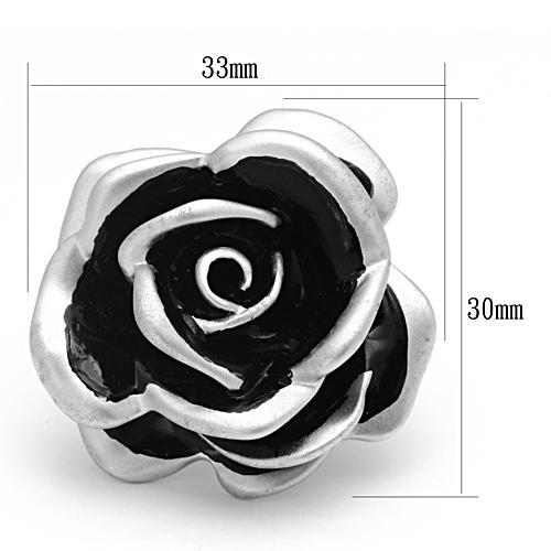 LOA838 - Matte Rhodium Brass Ring with Epoxy  in Jet-1